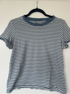 Striped Crewneck Tee in Blue and White - Casual women’s Shirt